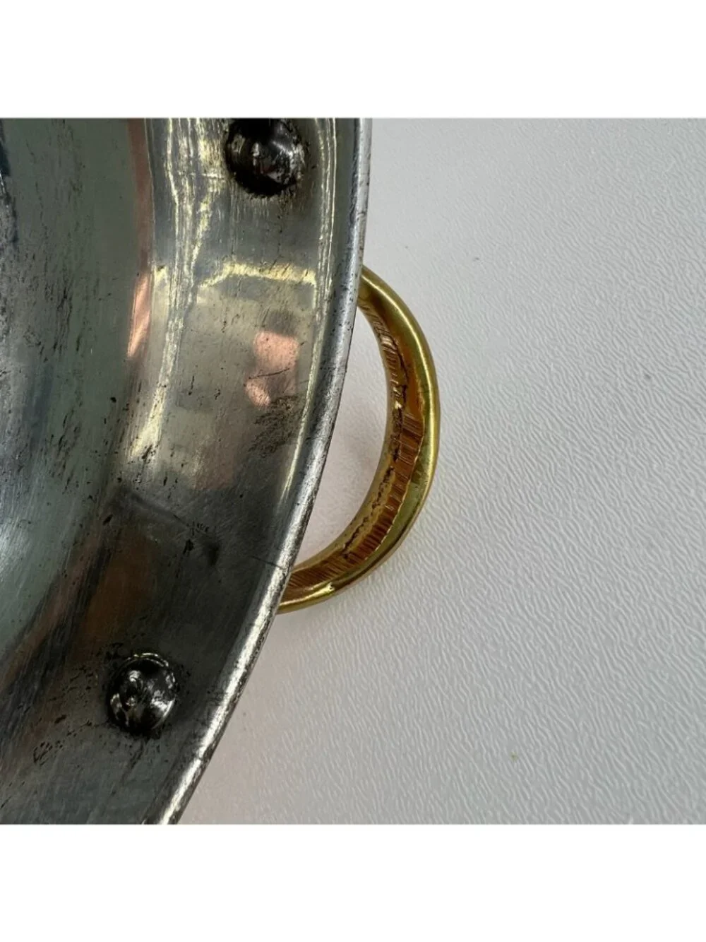Copral Vintage Copper Oval Gratin Pan Brass Handles Tin Lined Fish Skillet 10